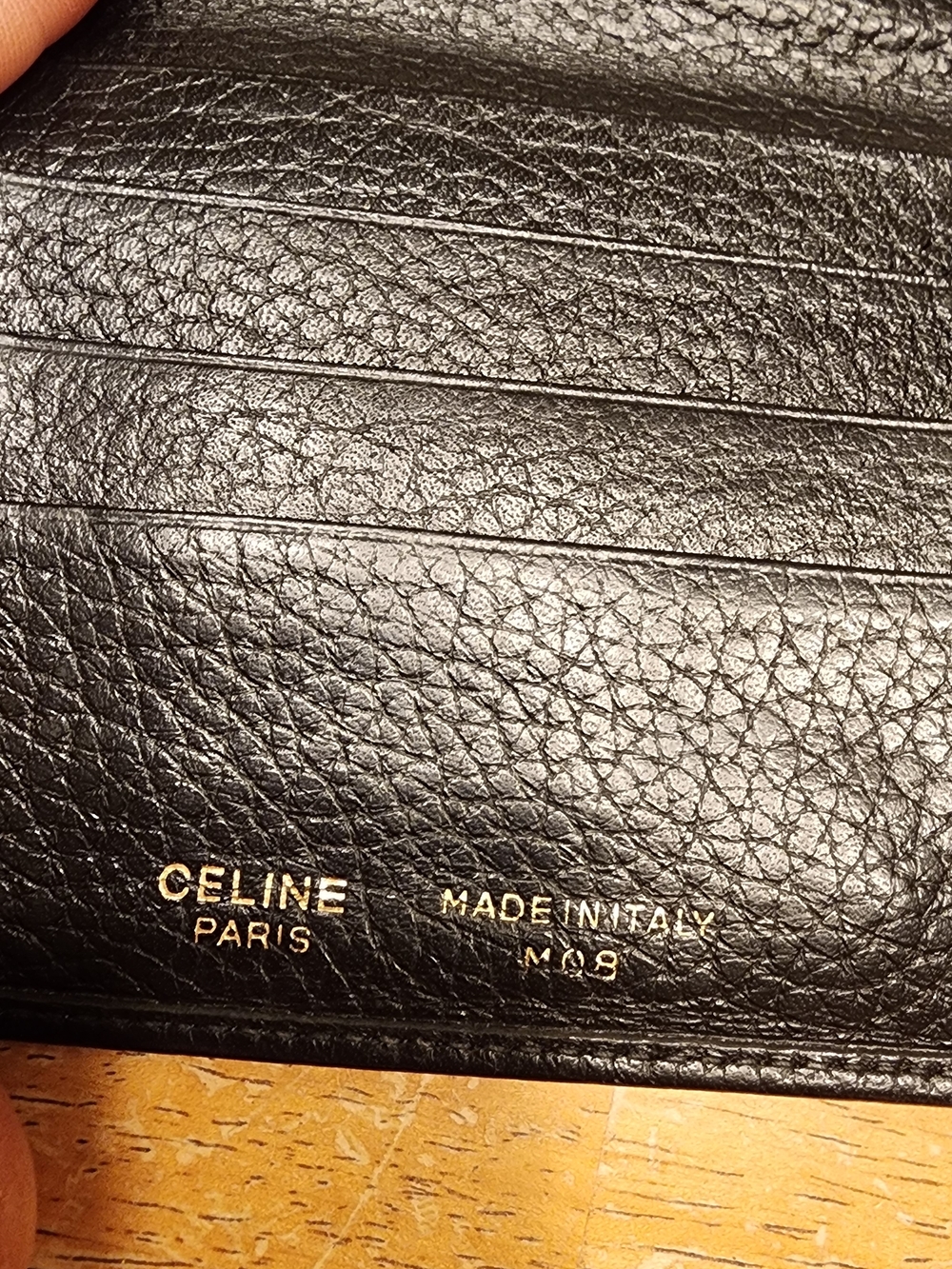 black leather Celine long wallet featuring an embossed Triomphe logo.  - Picture 8 of 16